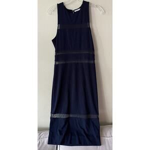 T Alexander Wang Size Medium Navy Blue Dress Mesh Sheer Bodycon Stretch